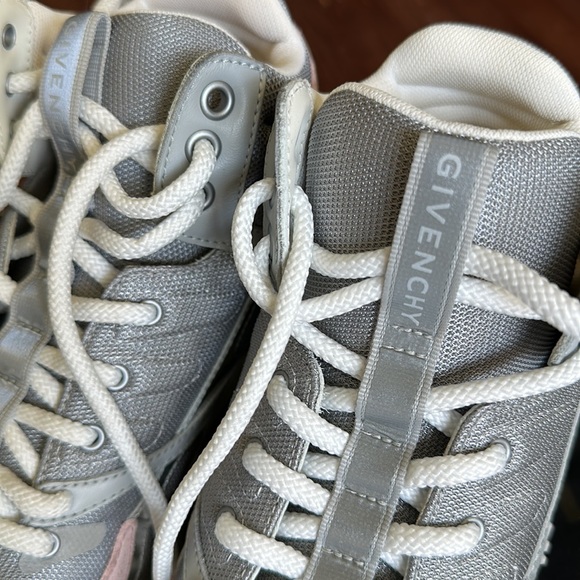 💫 NEW! GIVENCHY GIV 1 Mesh Metallic Clear-Sole High Top Sneakers 💫 - Picture 9 of 17